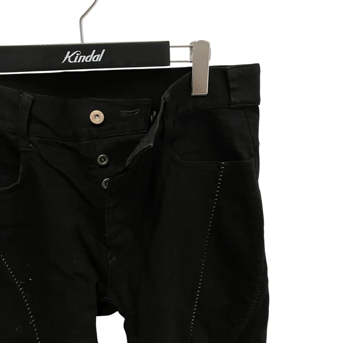 D．HYGEN Patchwork Jacquard Stretch Slim Pants Black SCABパンツS7107-0225A - Image 3