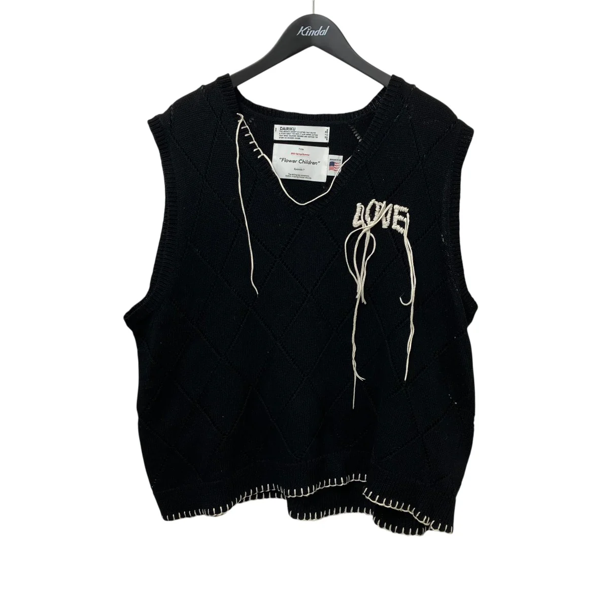 LOVE Hand Emboridary Aygyle Knit Vestニットベスト21SS K-6