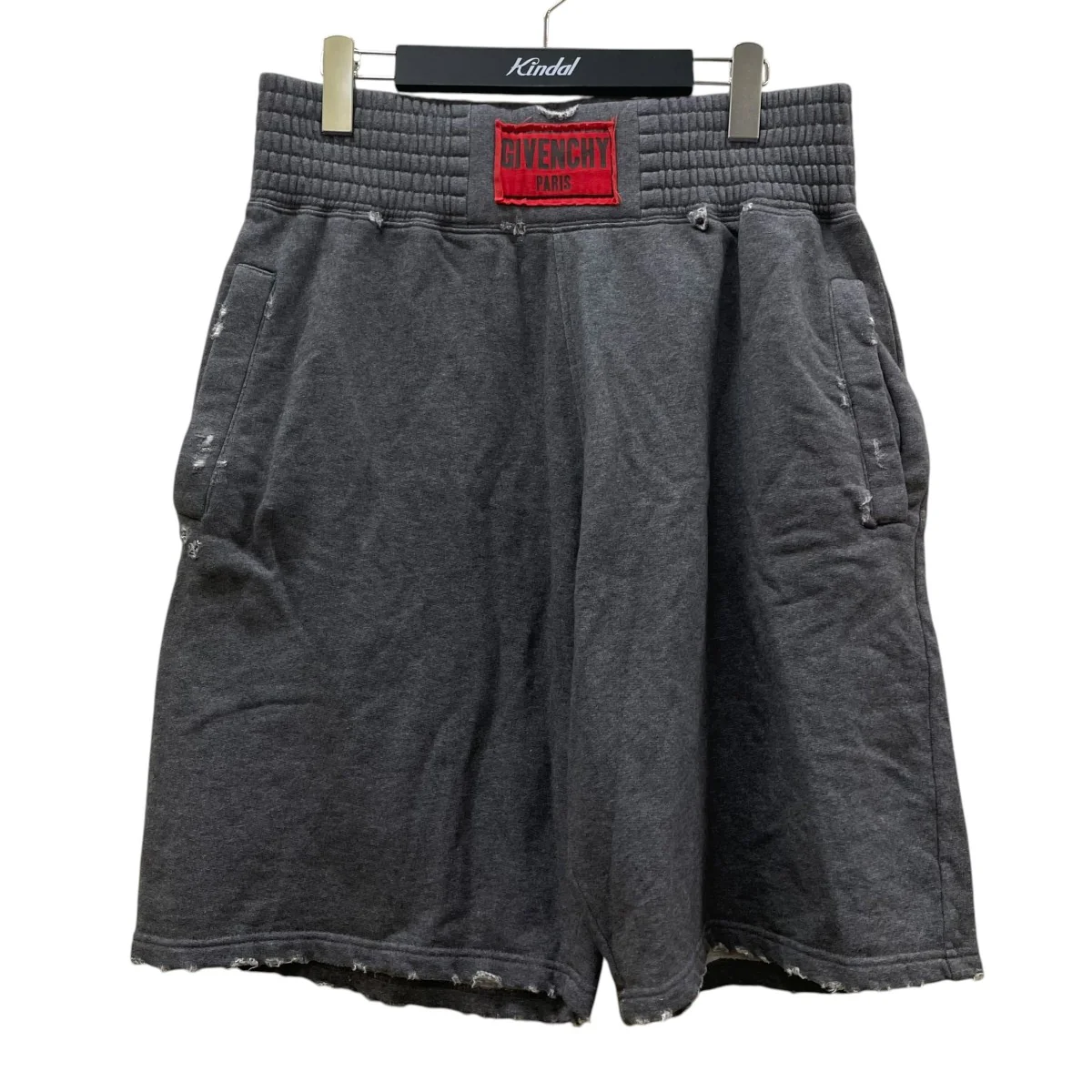 ロゴタグ ダメージ加工 スウェットパンツ ハーフパンツ ショートパンツ