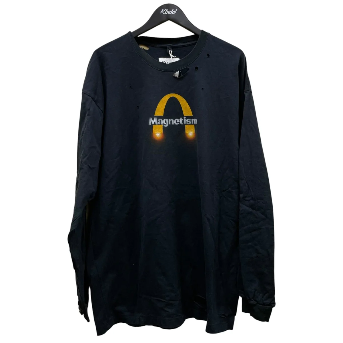 MAGNETIC LONG SLEEVE T-SHIRTプリント ダメージ加工 長袖Tシャツ コットンTシャツ24AW35CS338